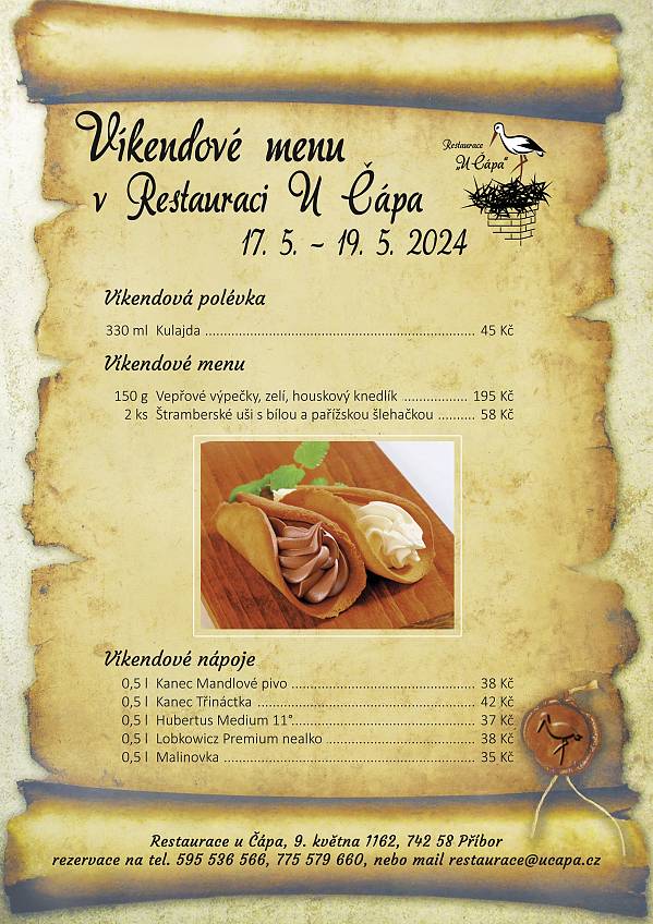 Víkendové menu od 17.5. 2024