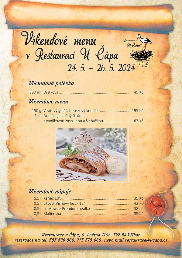 Víkendové menu od 24.5. 2024