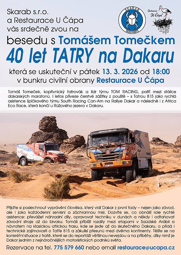Beseda s Tomášem Tomečkem: 40 let Tatry na Dakaru