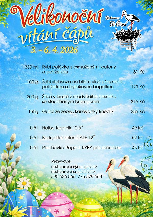 Velikonoční vítání čápů 3. až 6. 4. 2026