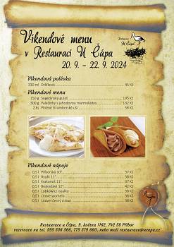 Víkendové menu od 20. 9. 2024