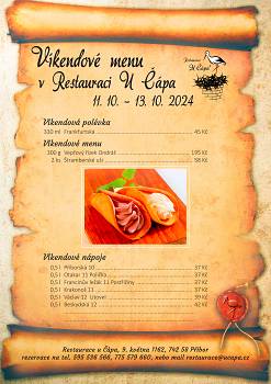 Víkendové menu od 11. 10. 2024